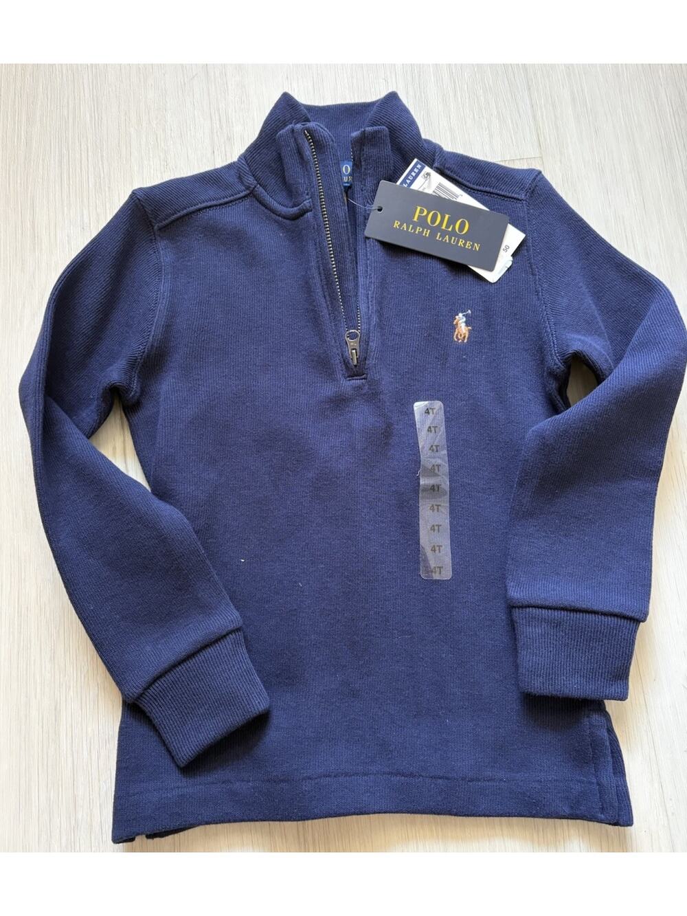 NWT Navy Blue Polo Ralph Lauren Long Sleeve Sweater Size 4T for Boys